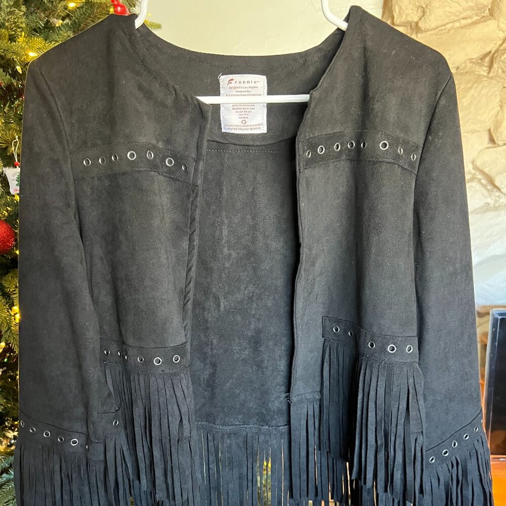 Faux Suede Fringe Jacket - Fornia Apparel